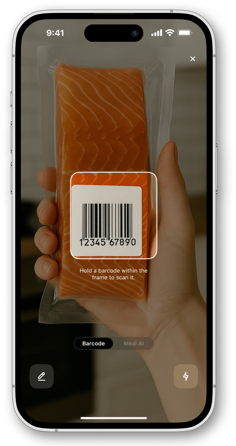 Сканер штрих-кодов Foodbok добавляет продукт в дневник по упаковке